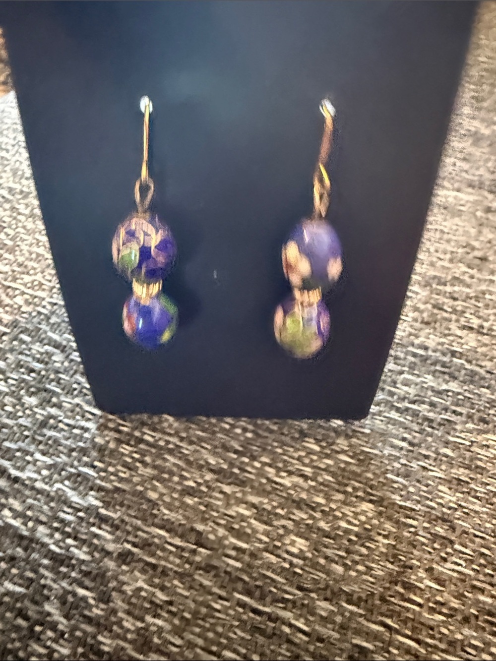 Floral Blue Pink Drop Dangle Earrings Jewelry - Picture 2 of 4